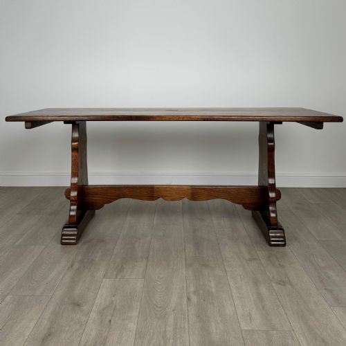 ANTIQUE 20TH CENTURY OAK DINING TABLE SET WITH 6 DINING CHAIRS - ADDITIONAL PHOTO 2