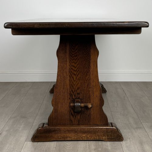 ANTIQUE 20TH CENTURY OAK DINING TABLE SET WITH 6 DINING CHAIRS - ADDITIONAL PHOTO 3