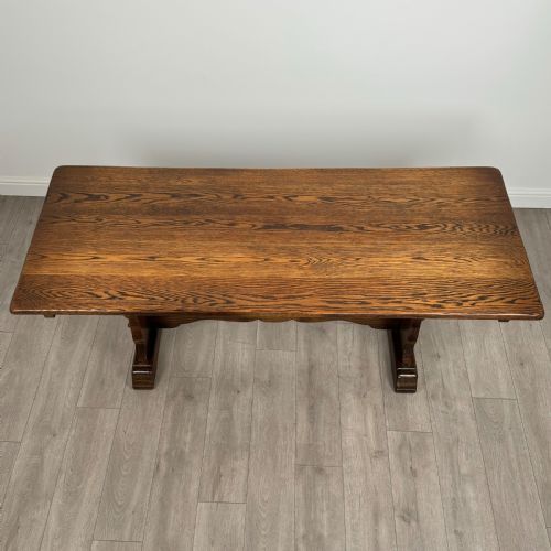 ANTIQUE 20TH CENTURY OAK DINING TABLE SET WITH 6 DINING CHAIRS - ADDITIONAL PHOTO 4