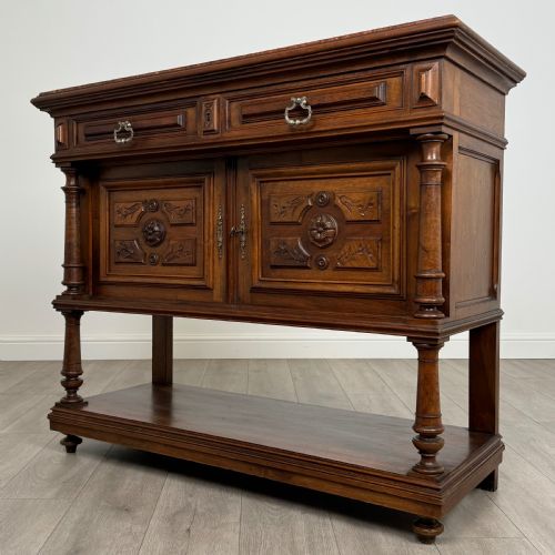 ANTIQUE 19TH CENTURY FRENCH MARBLE TOP BUFFET IN WALNUT - ADDITIONAL PHOTO 2