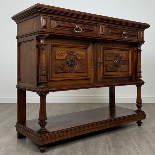 ANTIQUE 19TH CENTURY FRENCH MARBLE TOP BUFFET IN WALNUT - ADDITIONAL PHOTO 8