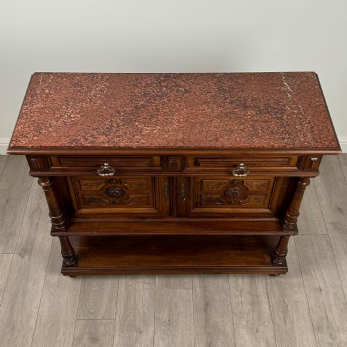 ANTIQUE 19TH CENTURY FRENCH MARBLE TOP BUFFET IN WALNUT - ADDITIONAL PHOTO 9
