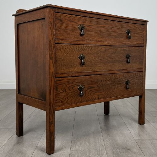 ANTIQUE 20TH CENTURY GOLDEN OAK CHEST OF DRAWERS - ADDITIONAL PHOTO 7
