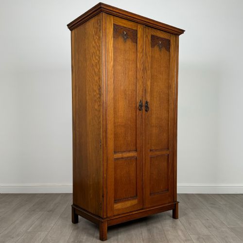ANTIQUE 20TH CENTURY GOOD QUALITY FITTED WARDROBE IN OAK - ADDITIONAL PHOTO 10