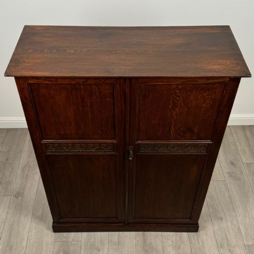 ANTIQUE 20TH CENTURY SMALL OAK WARDROBE OF GOOD QUALITY - ADDITIONAL PHOTO 8