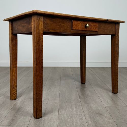 ANTIQUE 20TH CENTURY GOOD QUALITY OAK WRITING TABLE - ADDITIONAL PHOTO 7