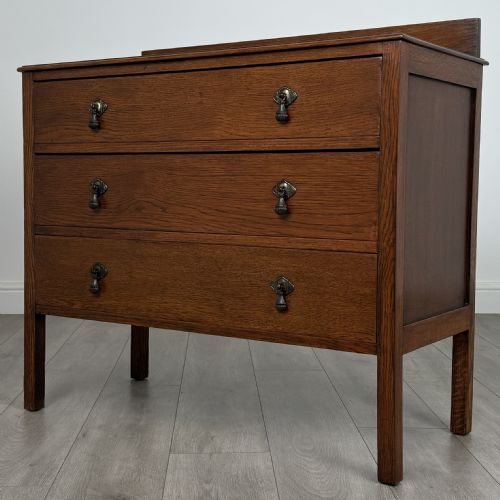 ANTIQUE 20TH CENTURY GOLDEN OAK CHEST OF DRAWERS - ADDITIONAL PHOTO 1