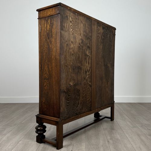 ANTIQUE 20TH CENTURY FINE QUALITY DISPLAY CABINET IN OAK - ADDITIONAL PHOTO 4