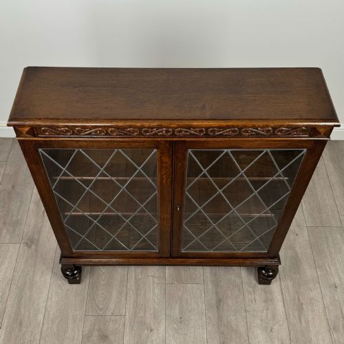 ANTIQUE 20TH CENTURY FINE QUALITY DISPLAY CABINET IN OAK - ADDITIONAL PHOTO 9