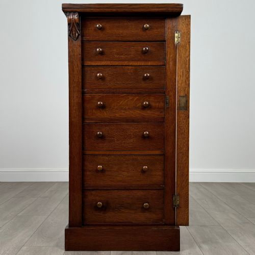 ANTIQUE 19TH CENTURY GOOD QUALITY WELLINGTON CHEST IN OAK - ADDITIONAL PHOTO 1