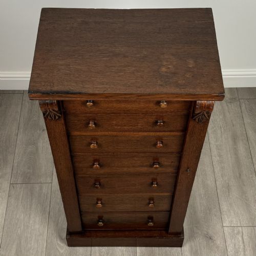 ANTIQUE 19TH CENTURY GOOD QUALITY WELLINGTON CHEST IN OAK - ADDITIONAL PHOTO 9