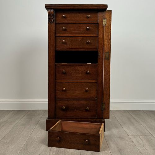 ANTIQUE 19TH CENTURY GOOD QUALITY WELLINGTON CHEST IN OAK - ADDITIONAL PHOTO 10