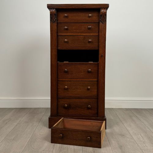 ANTIQUE 19TH CENTURY GOOD QUALITY WELLINGTON CHEST IN OAK - ADDITIONAL PHOTO 11