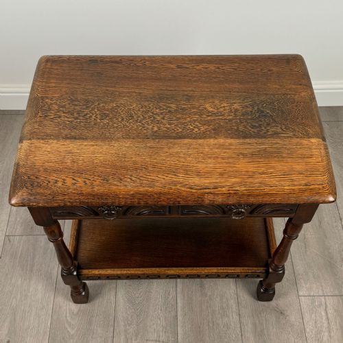ANTIQUE 20TH CENTURY CARVED OAK SIDE TABLE - ADDITIONAL PHOTO 8
