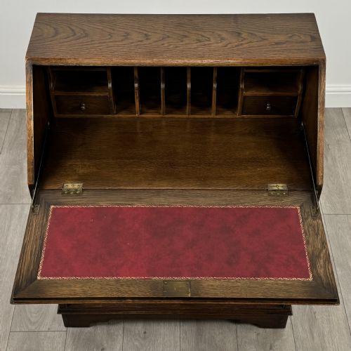ANTIQUE 20TH CENTURY LINENFOLD BUREAU IN OAK - ADDITIONAL PHOTO 11