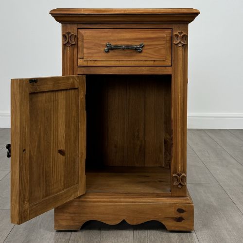 VINTAGE 20TH CENTURY PAIR OF GOTHIC STYLE BEDSIDE CABINETS - ADDITIONAL PHOTO 2