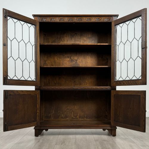 ANTIQUE 20TH CENTURY GOOD QUALITY DISPLAY CABINET IN OAK - ADDITIONAL PHOTO 1