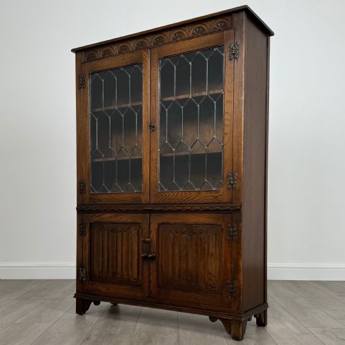 ANTIQUE 20TH CENTURY GOOD QUALITY DISPLAY CABINET IN OAK - ADDITIONAL PHOTO 2
