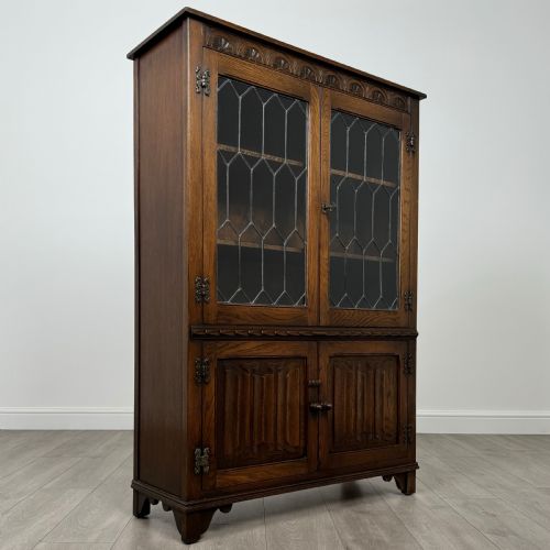 ANTIQUE 20TH CENTURY GOOD QUALITY DISPLAY CABINET IN OAK - ADDITIONAL PHOTO 8