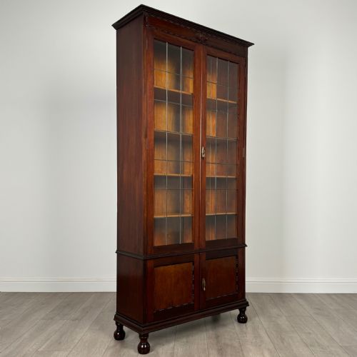ANTIQUE 20TH CENTURY GLAZED DISPLAY CABINET IN OAK - ADDITIONAL PHOTO 9
