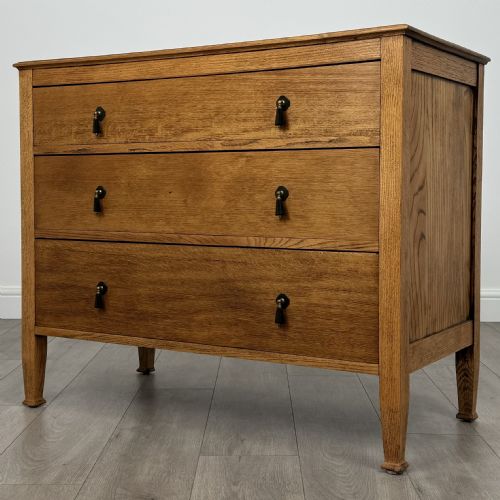 ANTIQUE 20TH CENTURY GOLDEN OAK CHEST OF DRAWERS - ADDITIONAL PHOTO 1