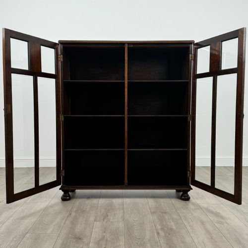 ANTIQUE 20TH CENTURY GOOD QUALITY DISPLAY CABINET IN OAK - ADDITIONAL PHOTO 1