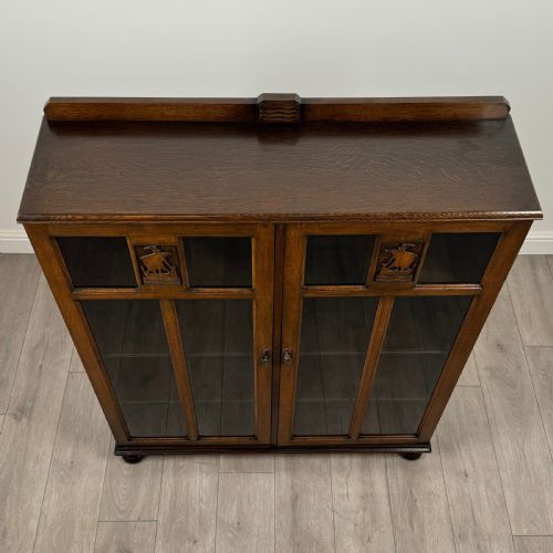 ANTIQUE 20TH CENTURY GOOD QUALITY DISPLAY CABINET IN OAK - ADDITIONAL PHOTO 9