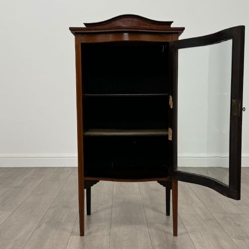 ANTIQUE 20TH CENTURY SERPENTINE DISPLAY CABINET IN MAHOGANY - ADDITIONAL PHOTO 1