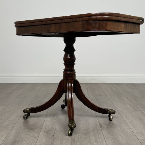 fig 1. Antique 19th Century Fold Over Tea Table In Mahogany