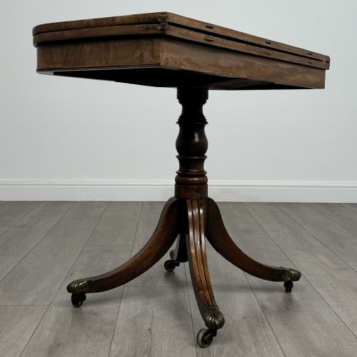 fig 3. Antique 19th Century Fold Over Tea Table In Mahogany