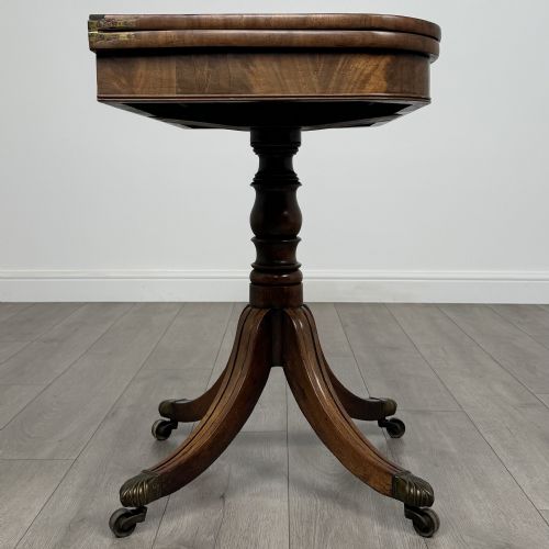 fig 4. Antique 19th Century Fold Over Tea Table In Mahogany