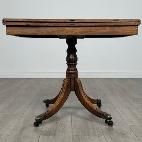 fig 5. Antique 19th Century Fold Over Tea Table In Mahogany