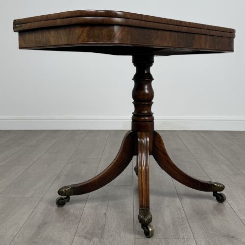 fig 6. Antique 19th Century Fold Over Tea Table In Mahogany