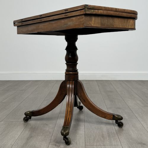 fig 7. Antique 19th Century Fold Over Tea Table In Mahogany