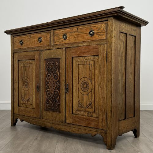 ANTIQUE 20TH CENTURY ART NOUVEAU STYLE SIDEBOARD IN OAK - ADDITIONAL PHOTO 1