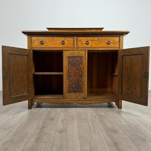 ANTIQUE 20TH CENTURY ART NOUVEAU STYLE SIDEBOARD IN OAK - ADDITIONAL PHOTO 2
