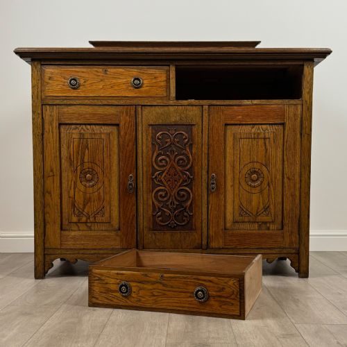 ANTIQUE 20TH CENTURY ART NOUVEAU STYLE SIDEBOARD IN OAK - ADDITIONAL PHOTO 10