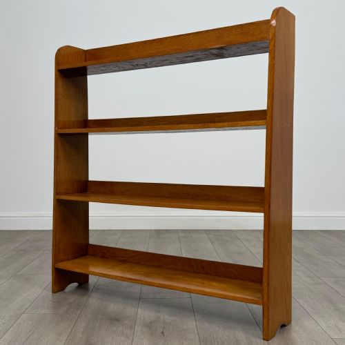 ANTIQUE 20TH CENTURY GOOD QUALITY OPEN BOOKCASE IN OAK - ADDITIONAL PHOTO 2