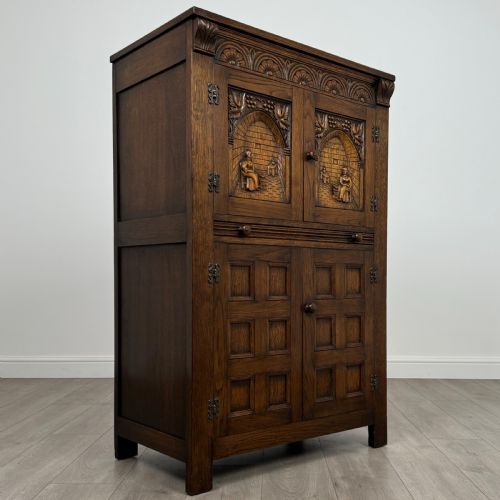ANTIQUE 20TH CENTURY CARVED OAK CUPBOARD - ADDITIONAL PHOTO 8