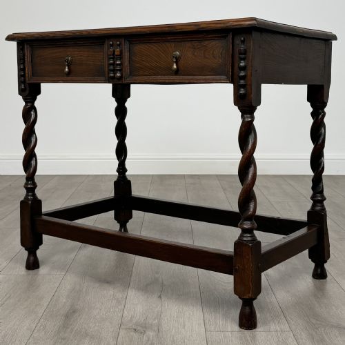 ANTIQUE 20TH CENTURY BARLEY TWIST SIDE TABLE IN OAK - ADDITIONAL PHOTO 1