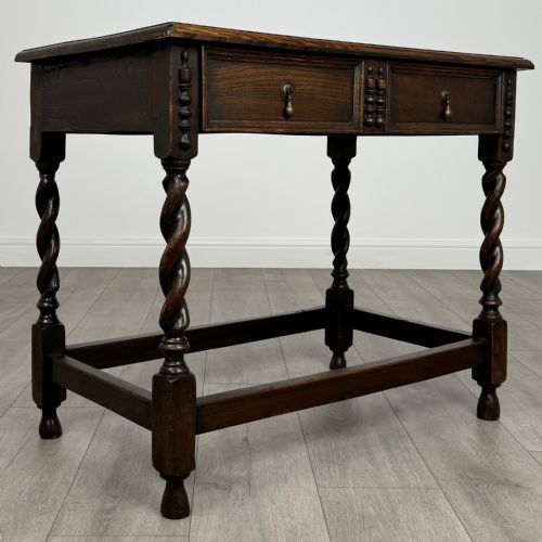 ANTIQUE 20TH CENTURY BARLEY TWIST SIDE TABLE IN OAK - ADDITIONAL PHOTO 7