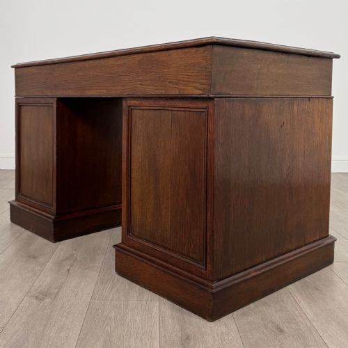 ANTIQUE 19TH CENTURY PEDESTAL DESK IN OAK - ADDITIONAL PHOTO 5