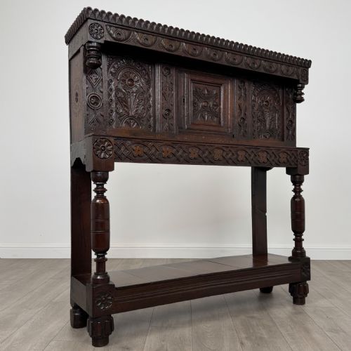 ANTIQUE 17TH CENTURY FINE QUALITY CARVED OAK CUPBOARD - ADDITIONAL PHOTO 8