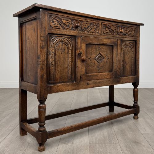 ANTIQUE 20TH CENTURY GOOD QUALITY SMALL OAK SIDEBOARD - ADDITIONAL PHOTO 7