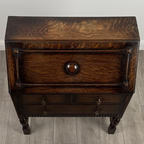 ANTIQUE 20TH CENTURY GOOD QUALITY BUREAU IN OAK - ADDITIONAL PHOTO 9