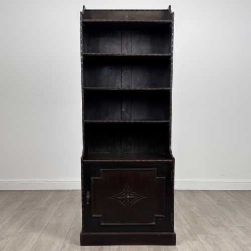 ANTIQUE 20TH CENTURY OPEN BOOKCASE IN OAK - ADDITIONAL PHOTO 2