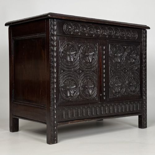 ANTIQUE 19TH CENTURY CARVED OAK STORAGE BOX - ADDITIONAL PHOTO 7
