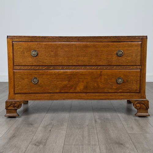 antique 20th century low chest of drawers in oak - CATEGORY: ANTIQUE CHEST OF DRAWERS - DATED EDWARDIAN