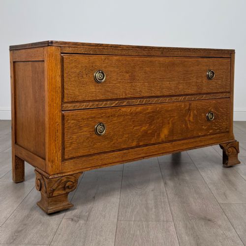 ANTIQUE 20TH CENTURY LOW CHEST OF DRAWERS IN OAK - ADDITIONAL PHOTO 7