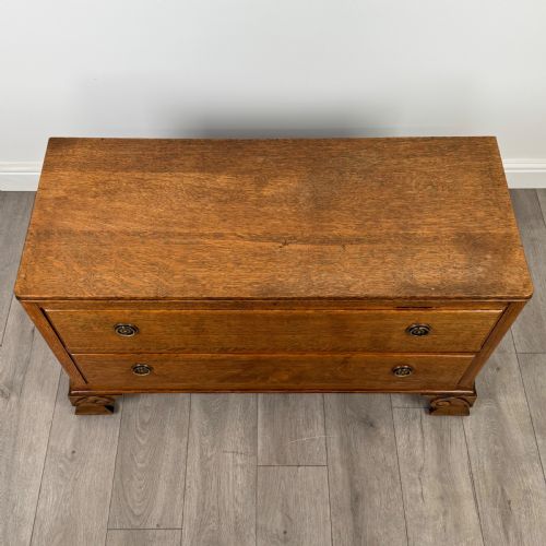 ANTIQUE 20TH CENTURY LOW CHEST OF DRAWERS IN OAK - ADDITIONAL PHOTO 8